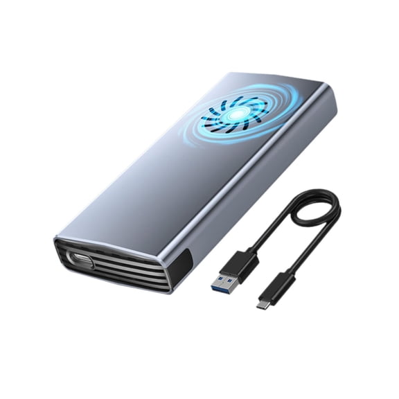 Almencla Hard Drive Enclosure External Hard Drive Case Sturdy Removable Portable Multiuse with Cooling Fan for Home Commercial Storage M15 SSD NGFF