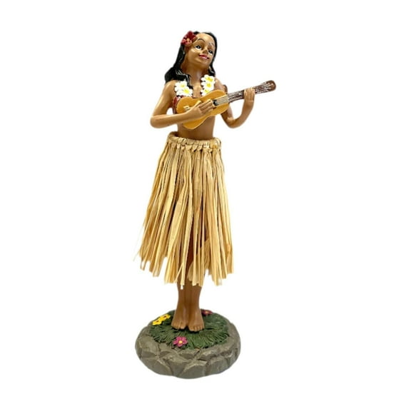 Almencla Hawaiian Girl Playing Ukulele Figurine Home Decoration Decorative Car Dashboard Ornament for Wall Shelf Decor Multifunctional