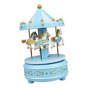 Almencla Horse Music Boxes Decorative Hand Painted Rotating Musical Horse Collectable Figurine for Mom Girls Valentine Gift Home Decor Blue