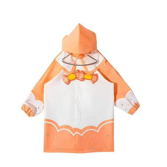 Almencla Kids Raincoat Cape with Hood Jacket with Backpack Position Portable EVA Rain Poncho Boys Rainwear for Outdoor Travel Children Orange