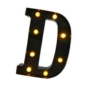 Almencla LED Marquee Letter Light Black Lighted Marquee Letter for Wall Home Birthday D 6.26x8.58x1.57inch