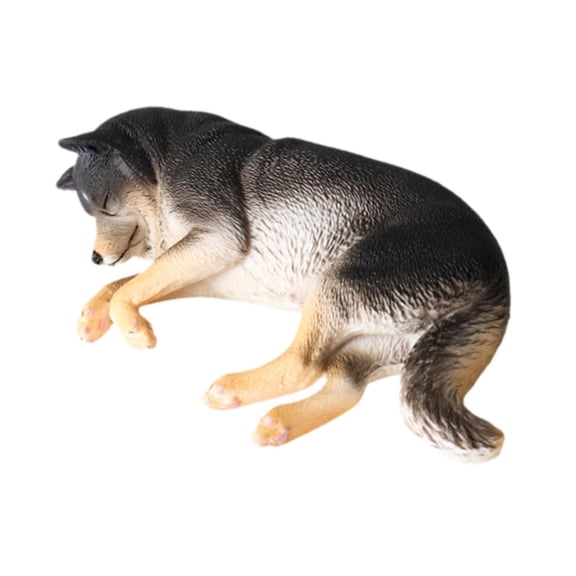 Almencla Lifelike Dog Sculpture Figurines Miniacture Toy Fine Workmanship Gifts Sleeping Gog Model Realistic Animal Toy for Boys Girls Black