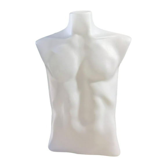 Almencla Male Mannequin Torso Countertop Display Bust for Clothes Shops Retail Stores White