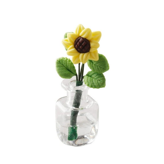 Almencla Mini Potted Plant Miniature Dollhouse Flowers 1:12 Scale Flowerpot Flower Model Artificial Flower in Vase for Bedroom Wedding