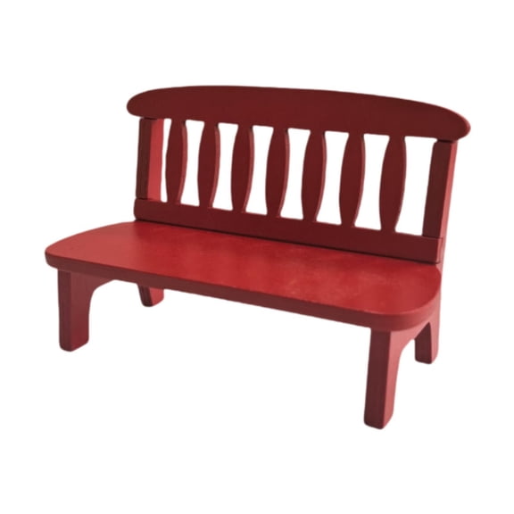 Almencla Mini Wooden Doll House Bench Dollhouse Landscape Decoration Crafts Micro Landscape Model Photography Prop Miniature Furniture Red