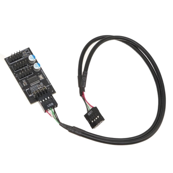 Almencla Motherboard USB 2.0 9Pin Header Extension Hub Fan Led Connector Cable