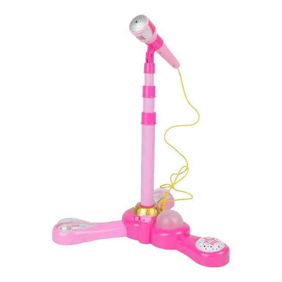 Almencla Music Toy Microphone Stand with Flashing Stage Light Parties Kids Machine Built in Loudspeaker for Kids Boys and Girls