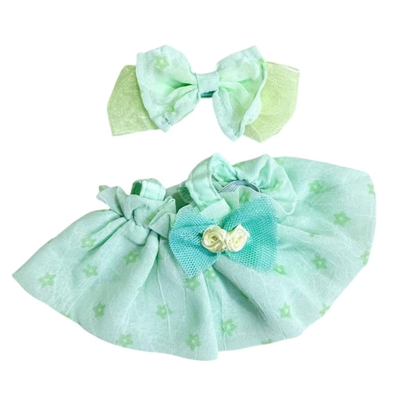 Almencla Plush Doll Suspender Skirt Dress up Clothing Fashion Costumes, DIY Photo Props with Mini Hair Clip Brace Skirt for 20cm Dolls green