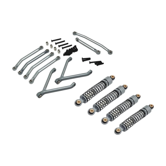 Almencla RC Car Accessories Links and Shocks Absorber Set Lightweight Sturdy Upgrade Replace RC Car Part for 1/24 RC Crawler Car Fcx24 Titanium