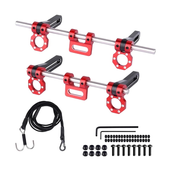 Almencla RC Car Front Rear Bumpers, Adjustable RC Crawler Bumpers, Spare Parts for SCX10 1/10 RC Crawler Parts DIY Accessories Red