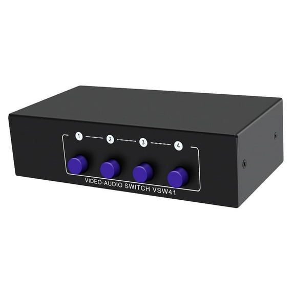 Almencla RCA Switcher Video Audio Switcher 4 Input 1 Output RCA Switcher Audio Adapter for Player DVD Stereo Speaker