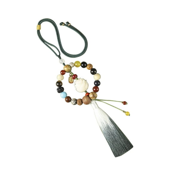 Almencla Rearview Mirror Hanging Ornament Chinese Car Decor Pendant Car Mirror Hanging Accessories for Teens Women Gift Lotus