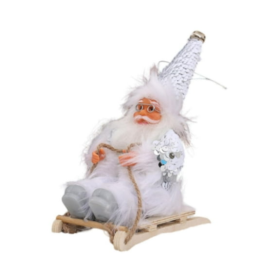 Almencla Santa Claus Skiing Figure, Santa Claus Sledge Figurine, Desk Home Indoor Festive Statue, Party Table Santa Claus Doll Decor White