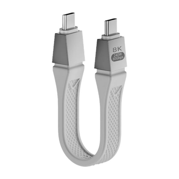 Almencla Short USB C Cable Sturdy 80Gbps 13 cm USB C to USB C Cable High Speed Data Transfer Cord for Docking Station Laptop Hub Phone White