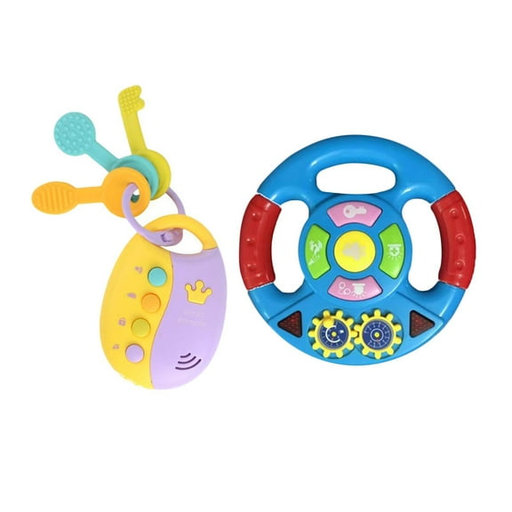 Almencla Simulation Steering Wheel Toy Multifunctional High Simulation Car Driving Toy Interactive Learning for Ages 3 Preschool Gifts