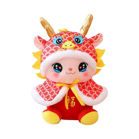 Almencla Stuffed Animal Dragon Plush Doll 2024 Chinese Dragon Plush Toy Adorable Dragon Doll for Party Supplies Festivals Souvenir Bedroom Red