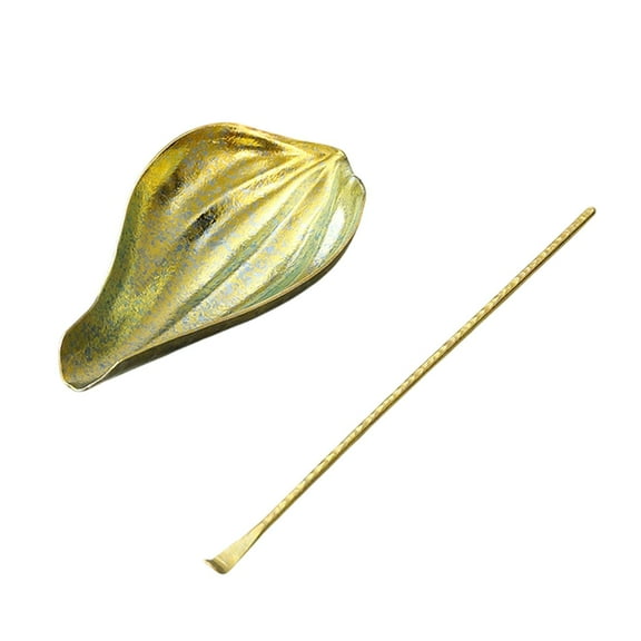 Almencla Tea Spoon Rest Tea Leaf Holder Creative Household Tea Ceremony Utensils Teaspoon Tea Dish for Kitchen Home Tea Room Office Gold