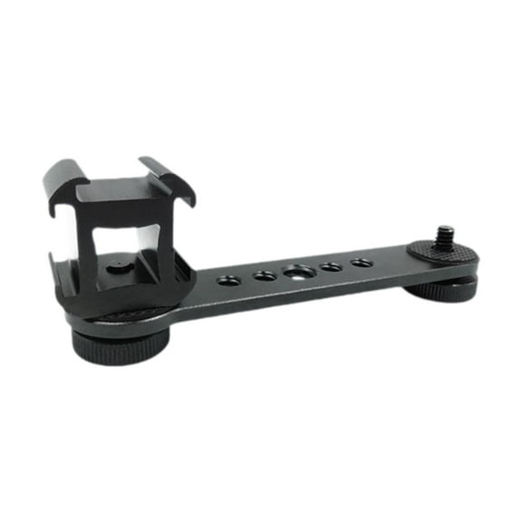 Almencla Triple Cold Shoe Mounts Plate Expansion Bracket Accessories for Gimbal Stabilizer 1/4'' Screw Microphone Stand Rig Three Head Black