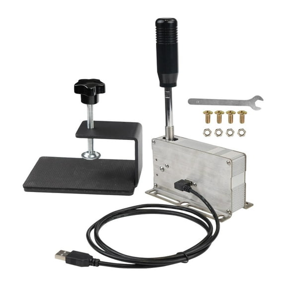 Almencla USB Sequential Shifter Gear Shifter Game Accessories Convenient Metal Wheel PC Parts for Win10 Win7 Winxp Handbrake Gearshift Black