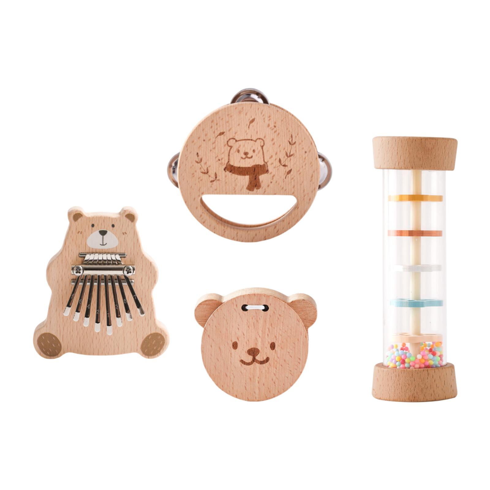 Almencla Wooden Rattle Set Baby Musical Toys Hand Eye Coordination ...