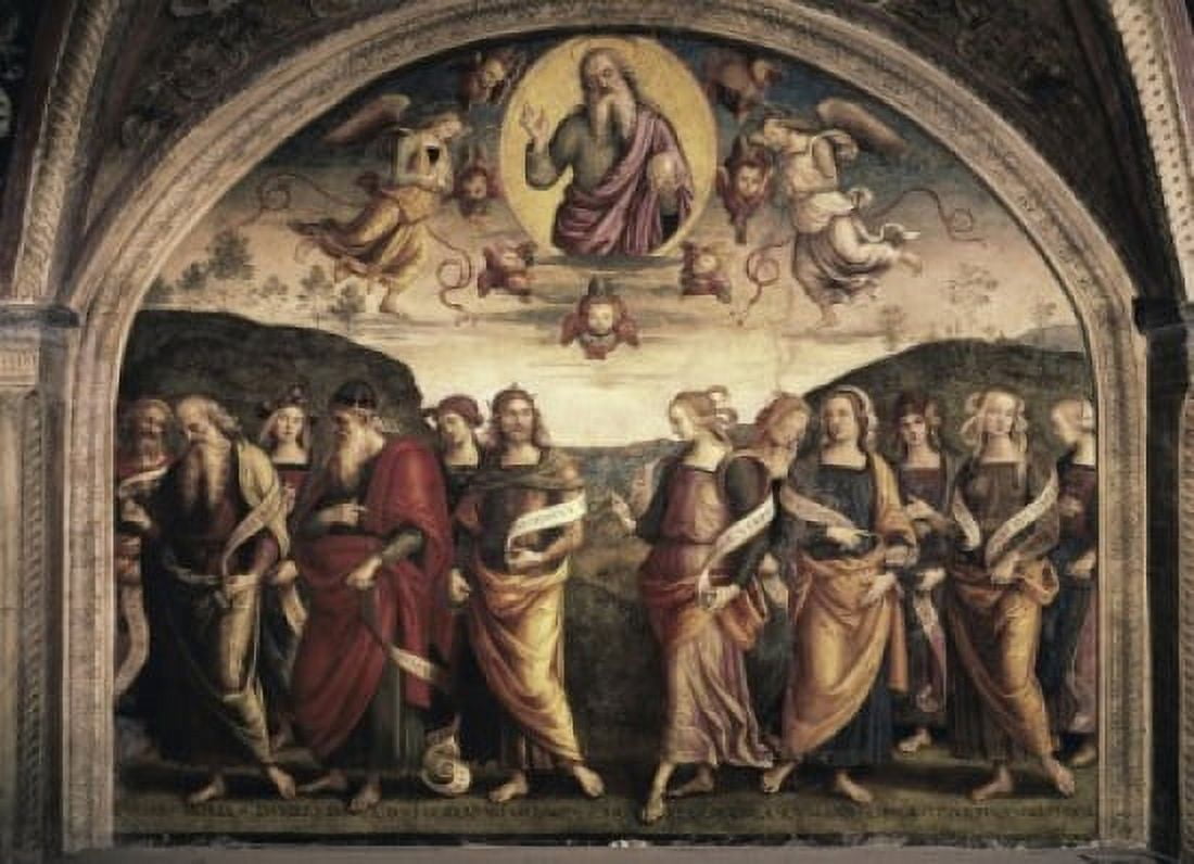 The Almighty with Prophets & Sybils 1500 Pietro Perugino (ca1450-1523 Italian) Fresco Collegio del Cambio Perugia Italy Canvas Art - Pietro Perugino (18 x 24)