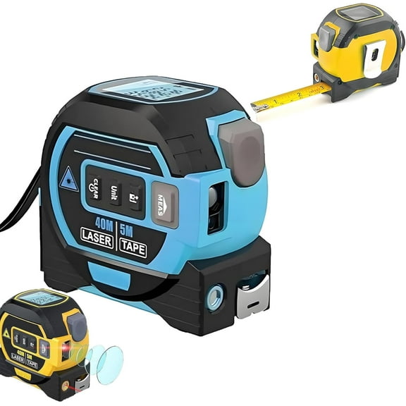Almighty Tools Tape Measure 3-in-1 Laser Digital Measuring Tape Ruler-LCD Backlight 5M/16Ft Tape & Laser 40m/131Ft & 60m/197Ft Rangefinder,Crosshairs Markings,Data Storage,Durable ABS Case