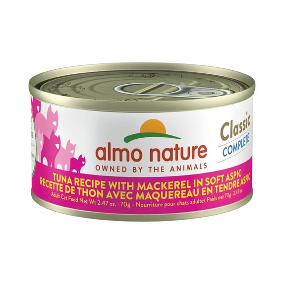 Almo Nature: Classic Complete Cat 12 Pack: Tuna Recipe With Mackerel In Soft Aspic - 2.47oz Cans, Adult Cat Canned Wet Food, Grain Free, Daily Meal