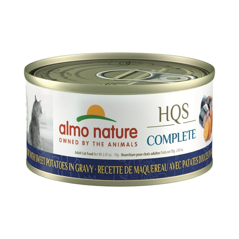 Almo Nature HQS Complete Cat Grain Free Mackerel with Sweet Potatoes In Gravy Canned Cat Food Almo Nature HQS Complete Cat Grain Free Mackerel with Sweet Potatoes In Gravy Canned Cat Food