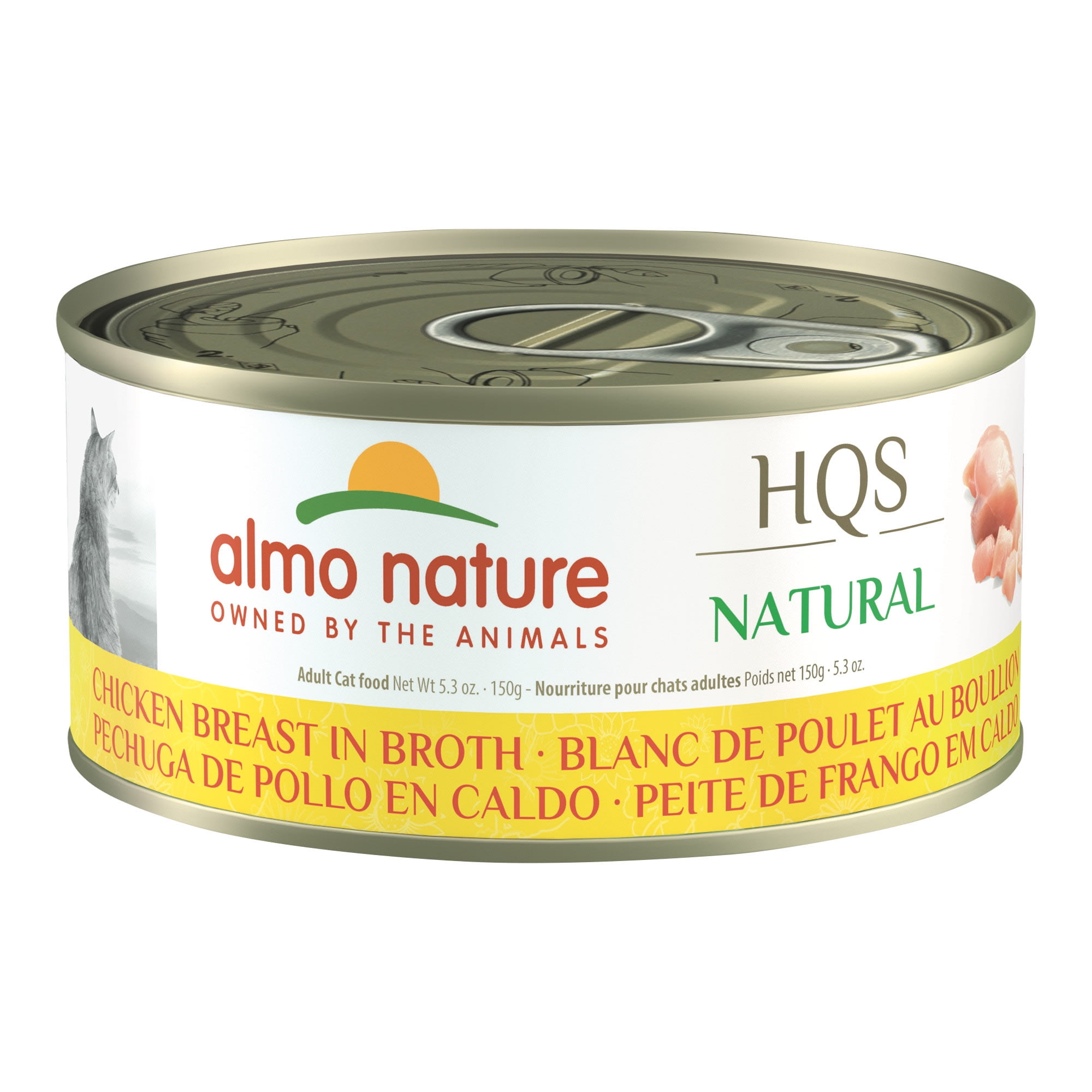 Almo Nature: HQS Natural Cat 24 Pack: Chicken Breast In Broth - 5.3oz Cans, Supplemental, Adult Cat Canned Wet Food, Grain Free, Limited Ingredient