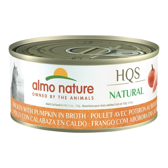 Almo Nature: HQS Natural Cat 24 Pack: Chicken With Pumpkin In Broth - 5.3oz Cans, Supplemental, Cat Canned Wet Food, Grain Free, Limited Ingredient