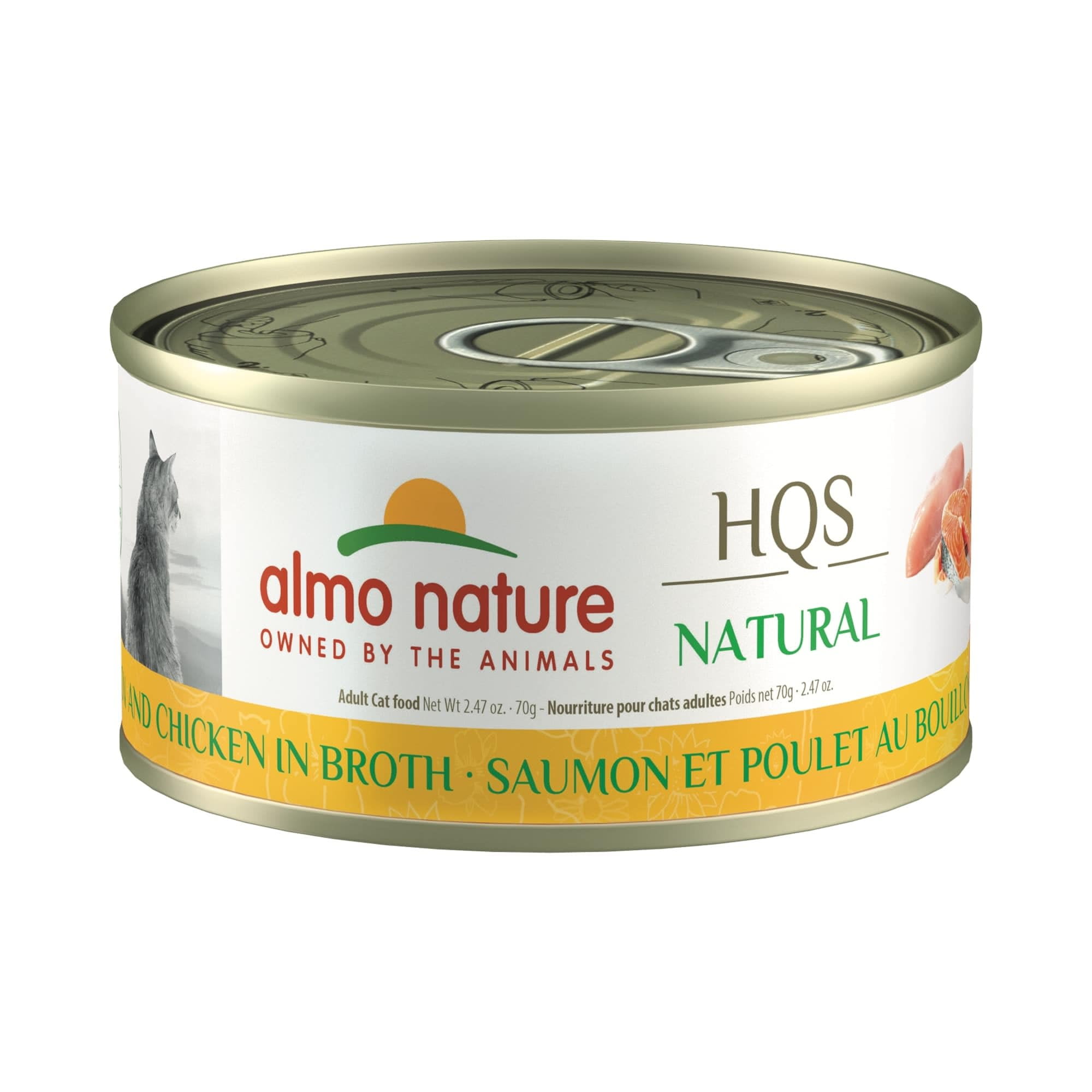 Almo Nature HQS Natural Cat Grain Free Salmon and Chicken In Broth Canned Cat Food Almo Nature HQS Natural Cat Grain Free Salmon and Chicken In Broth Canned Cat Food