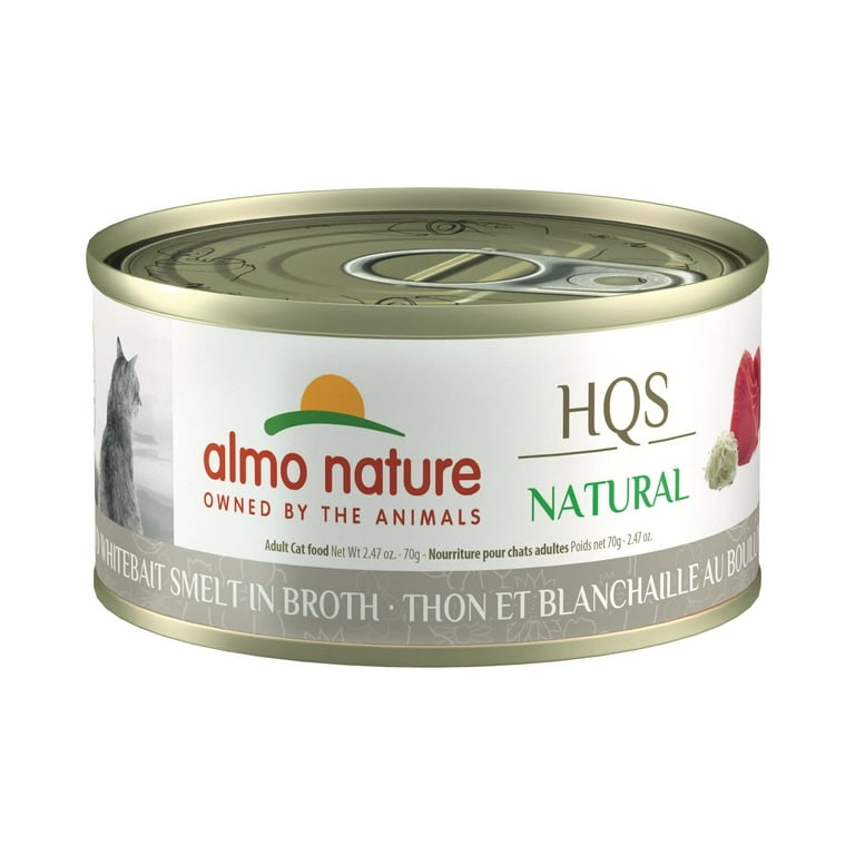 Almo HQS Natural Cat Grain Free Tuna and Whitebait Smelt In Broth Canned Cat Food Almo HQS Natural Cat Grain Free Tuna and Whitebait Smelt In Broth Canned Cat Food
