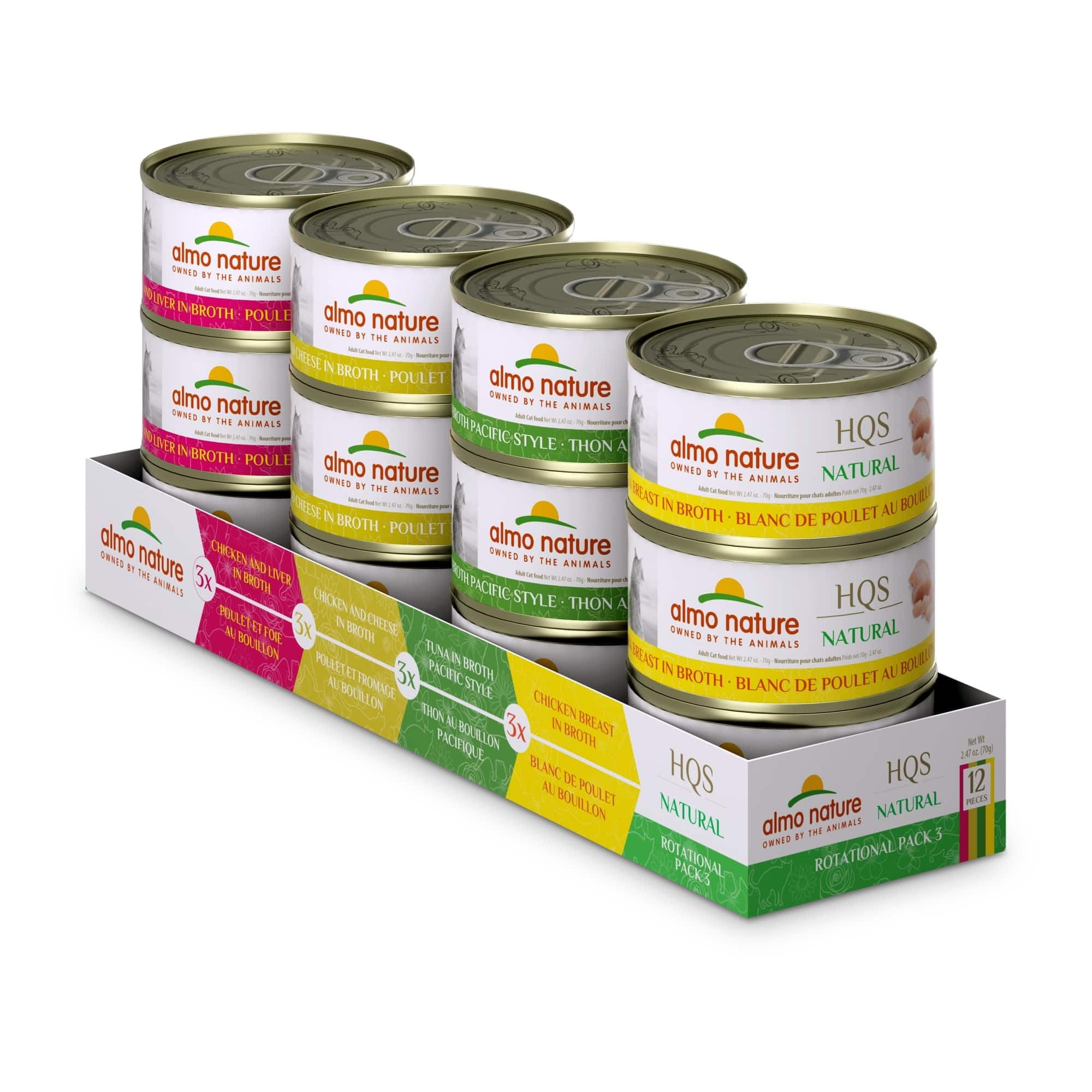 Almo Nature: HQS Natural Cat Rotational Pack 3 - (12) 2.47oz Can Variety,