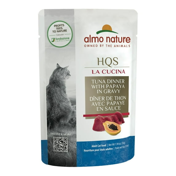 Almo Nature: La Cucina Cat 12 Pack: Tuna Dinner With Papaya In Gravy- 1.94 oz Pouches, Adult Cat Wet Food, Complete Daily Meal, Grain Free