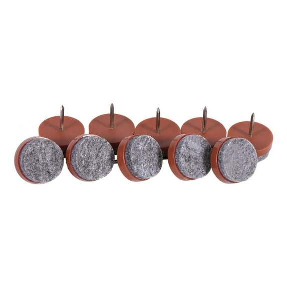 Almohadilla de fieltro - 20 piezas de muebles con clavos para mesa, silla, patas, suelo, protectores, almohadilla de fieltro deslizante, 24 mm de diámetro, 2 colores(marrón)