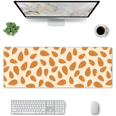 Almond Beige -Mouse Pad, Big Desk Mat, Extended Gaming Mouse Pad, Mouse Mat with Non-Slip Rubber Base ＆ Stitched, 31.5 X 11.8 in Large Desk Pad for Keyboard, Mouse, Home and Office