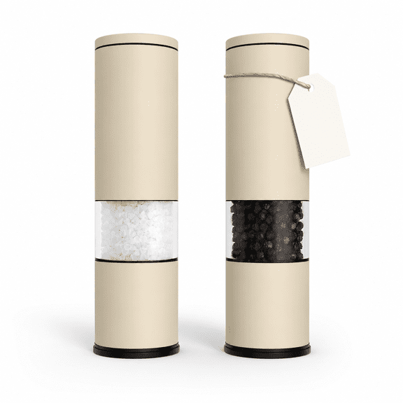 Almond Beige Set of two manual grinders Stainless Steel Adjustable Ceramic Spice & Grinders