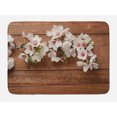 thumbnail image 1 of Almond Blossom Bath Mat, Wooden Background with Flower Bloom Spring Nature Corsage Rustic, Plush Bathroom Decor Mat with Non Slip Backing, 29.5" X 17.5", Green White and Brown, by Ambesonne, 1 of 2