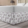 thumbnail image 1 of Almond Blossom Bed Skirt, Flower Pattern with Leaves Petals Japanese Garden Design, Elastic Bedskirt Dust Ruffle Wrap Around for Bedding Decor, 4 Sizes, Olive Green, by Ambesonne, 1 of 2