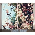 thumbnail image 1 of Almond Blossom Curtains 2 Panels Set, Japanese Spring Flower Branches on Blurred Background Vintage Style Bloom, Window Drapes for Living Room Bedroom, 108"W X 90"L,Multicolor, by Ambesonne, 1 of 3