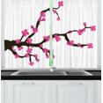 thumbnail image 1 of Almond Blossom Curtains 2 Panels Set, Ornamental Cherry Blossom on Tree Branches Asian Botany Themed Illustration, Window Drapes for Living Room Bedroom, 55"W X 39"L,Pink Brown, by Ambesonne, 1 of 2