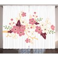 thumbnail image 1 of Ambesonne Almond Blossom Curtains 2 Panel Set, Japanese Garden Art, 108" x 63", Multicolor, 1 of 3