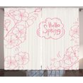 thumbnail image 1 of Ambesonne Almond Blossom Curtains 2 Panel Set, Oriental Foliage, 108" x 90", Pink White, 1 of 3