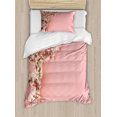 thumbnail image 1 of Almond Blossom Duvet Cover Set Twin Size, Spring Cherry Blossom Tree on Pink Background Pastel Japanese Design, 2 Piece Bedding Set with 1 Pillow Sham, Cream Pale Pink, by Ambesonne, 1 of 3