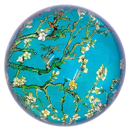 Almond Blossom Monet Art Under Glass Paperweight, Gift Boxed 3"
