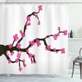thumbnail image 1 of Almond Blossom Shower Curtain, Ornamental Cherry Blossom on Tree Branches Asian Botany Themed Illustration, Fabric Bathroom Set with Hooks, 69"WX70"L, Pink Brown, by Ambesonne, 1 of 3
