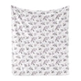 thumbnail image 1 of Almond Blossom Soft Flannel Fleece Throw Blanket, Flower Pattern with Leaves Petals Japanese Garden Design, Cozy Plush for Indoor and Outdoor Use, 50" x 60", Olive Green, by Ambesonne, 1 of 6