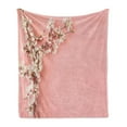 thumbnail image 1 of Almond Blossom Soft Flannel Fleece Throw Blanket, Spring Cherry Blossom Tree on Pink Background Pastel Japanese Design, Cozy Plush for Indoor and Outdoor Use, 50" x 60", Cream Pale Pink, by Ambesonne, 1 of 6
