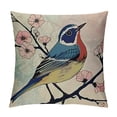 thumbnail image 1 of Almond Blossom Throw Pillow Cushion Cover, Sparrow Perching on a Japanese Sakura Tree Branch with Blurred Background, Decorative Square Accent Pillow Case,, Multicolor, 1 of 5