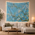 thumbnail image 1 of Almond Blossom Tree with Gnarled Branches on Blue Sky, Serene Maximalist for Flower Lovers, Botanical Art, Housewarming Gift, Tapestry Wall Hanging for Bedroom and Living Room, 1 of 7